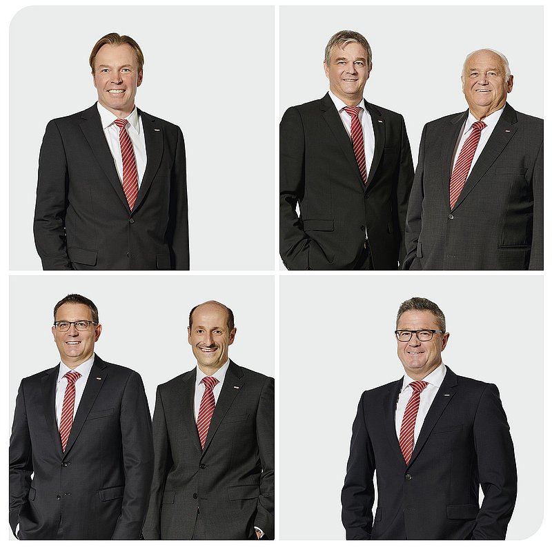 oben von links: CFO Thomas Schreiner, Christian Zollner, Aufsichtsratsvorsitzender Manfred Zollner unten von links: Sprecher Ludwig Zollner, Markus Aschenbrenner, Manfred Zollner jun. 